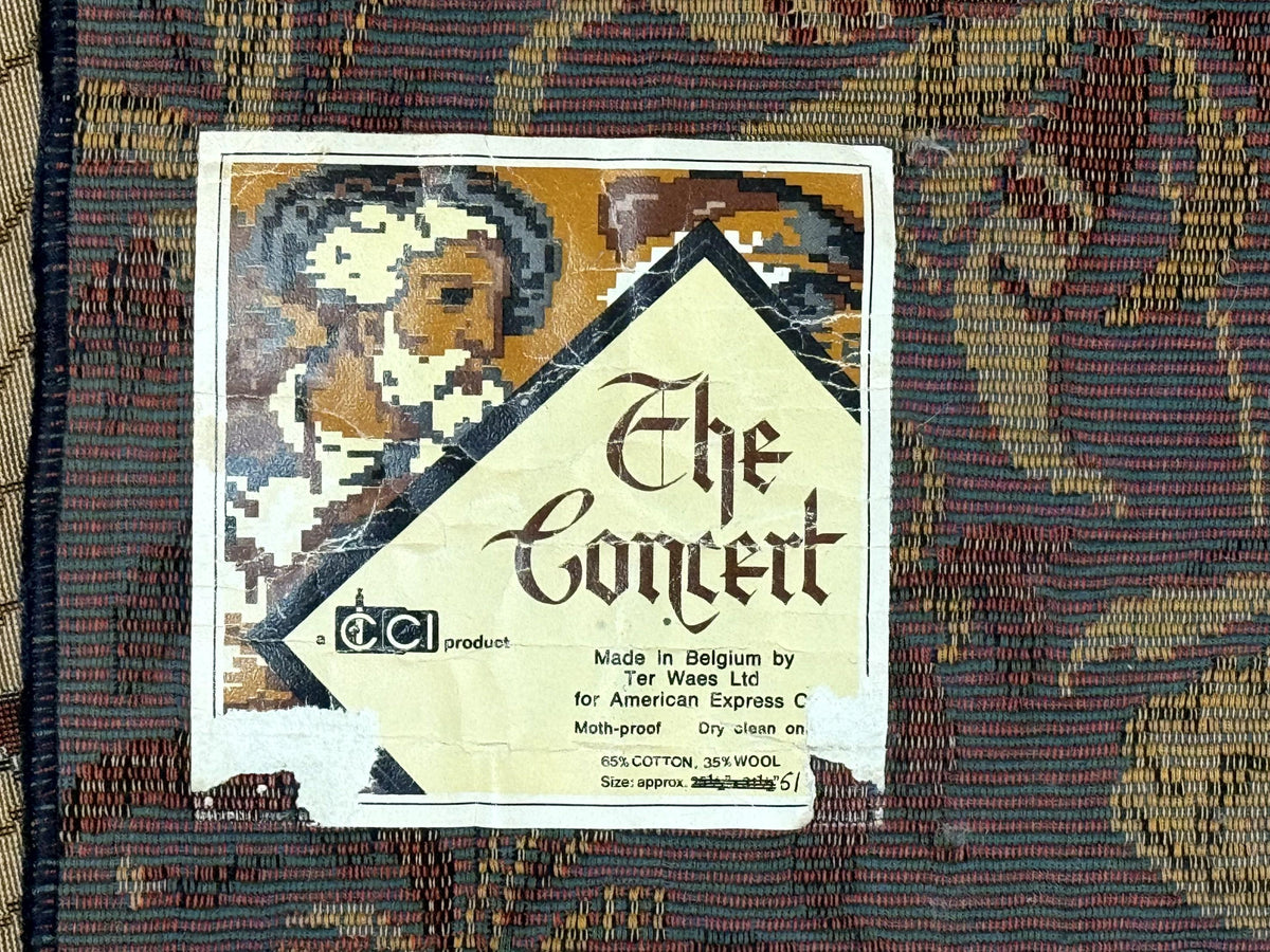 Vintage Belgium Tapestry 4x5, The Concet Musicians, Green