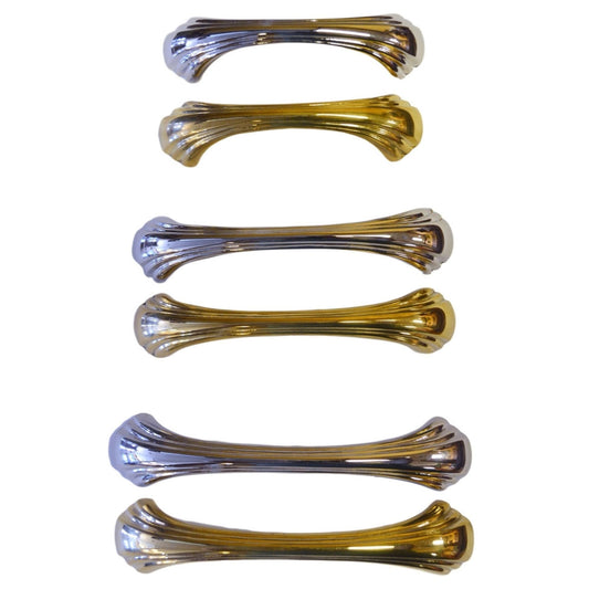 Art Deco Drawer Pull Solid Brass, Waterfall Style, Available in 3 Sizes and 2 Finishes