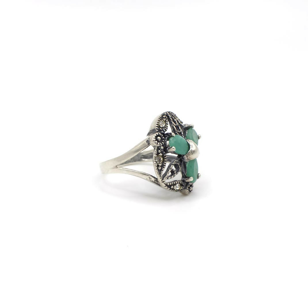 Vintage Genuine Jade and Sterling Silver Ring