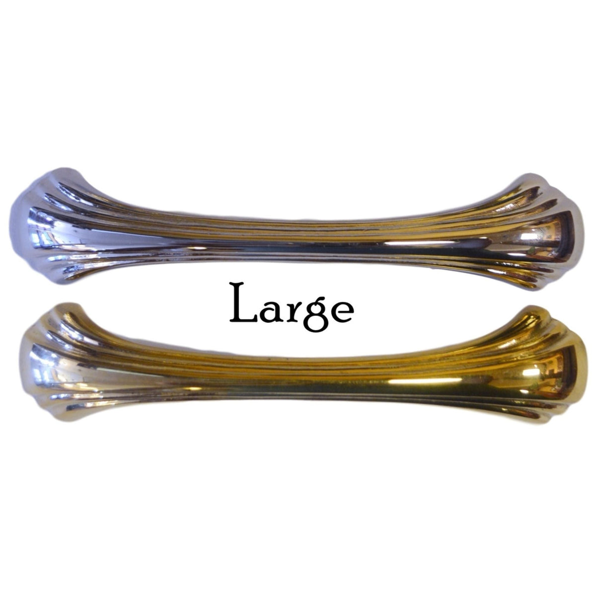 Art Deco Drawer Pull Solid Brass, Waterfall Style, Available in 3 Sizes and 2 Finishes