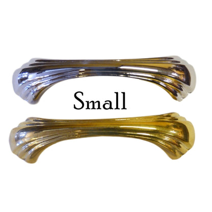 Art Deco Drawer Pull Solid Brass, Waterfall Style, Available in 3 Sizes and 2 Finishes