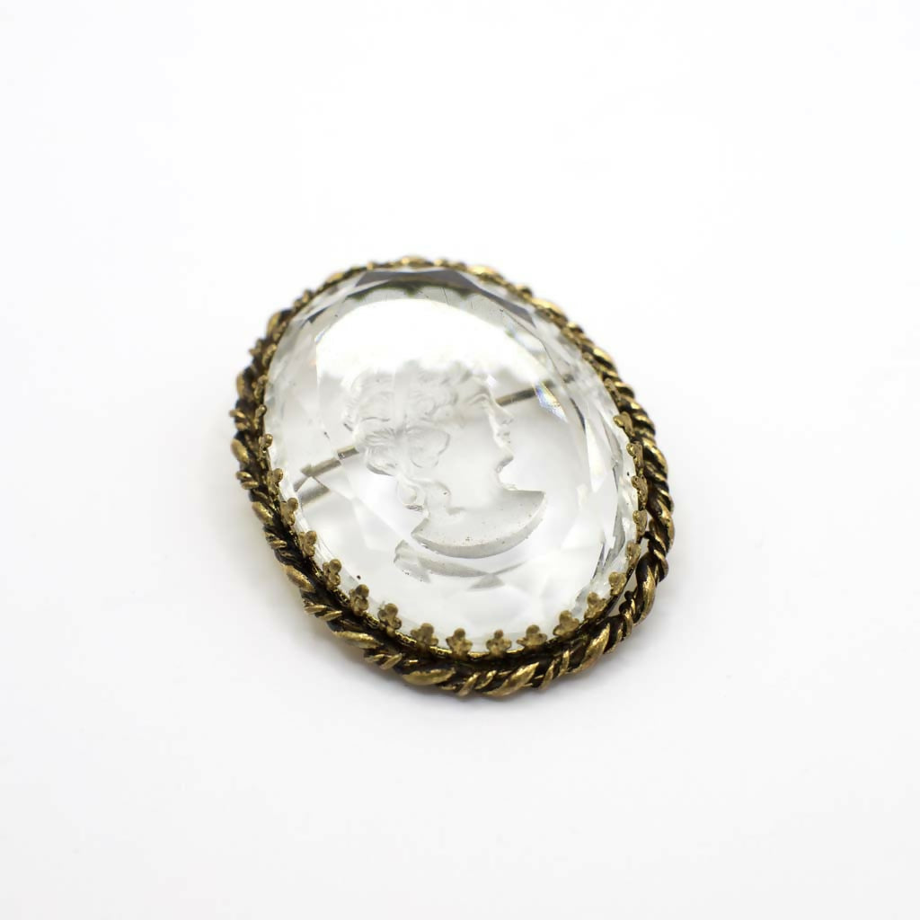 Vintage Victorian Style Reverse Carved Simulated Rock Crystal Intaglio