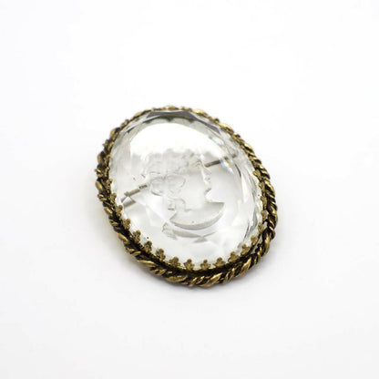 Vintage Victorian Style Reverse Carved Simulated Rock Crystal Intaglio