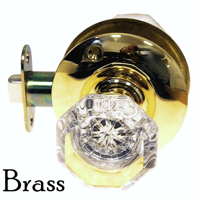 Octagonal Glass Doorknob Set with Large Rosette