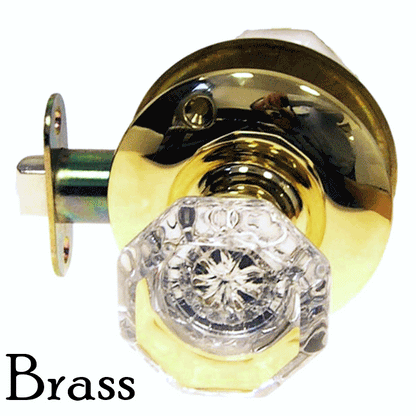 Octagonal Glass Doorknob Set with Large Rosette