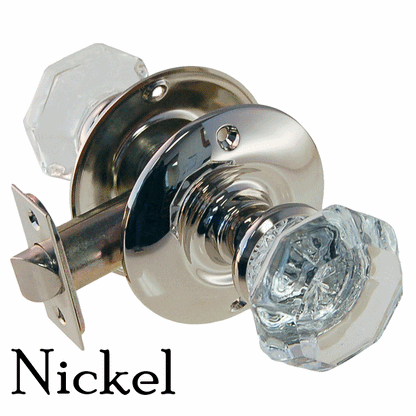 Octagonal Glass Doorknob Set with Large Rosette
