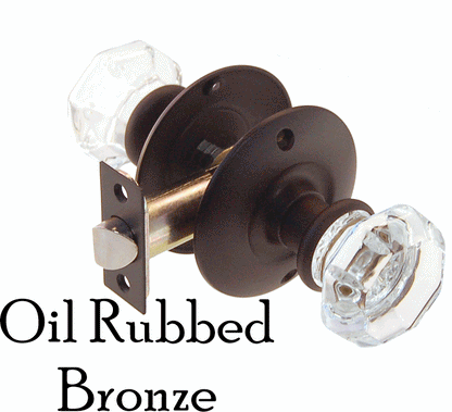 Octagonal Glass Doorknob Set with Large Rosette