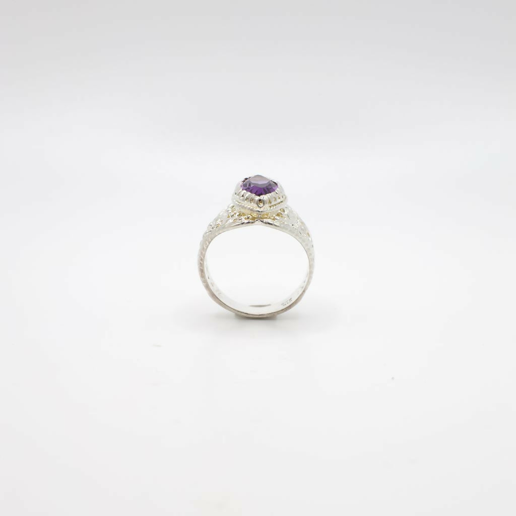 Vintage Genuine Amethyst and Sterling Silver Ring