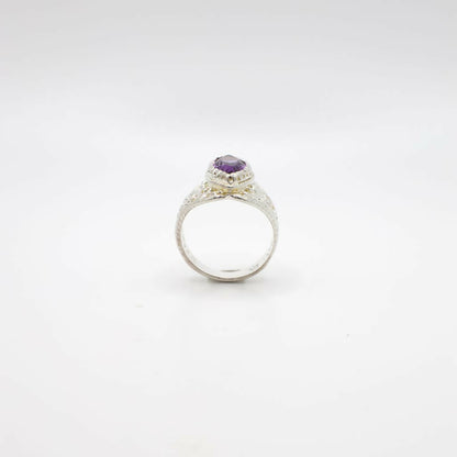 Vintage Genuine Amethyst and Sterling Silver Ring