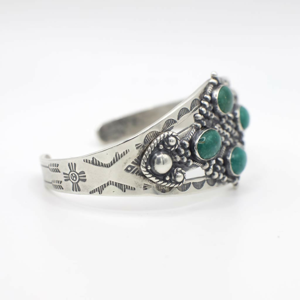 Vintage Maisels Sterling Silver Fred Harvey Era Genuine Turquoise Cuff Bracelet