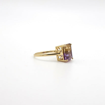 Genuine Bi-Color Ametrine Ring In 14K Yellow Gold Filigree