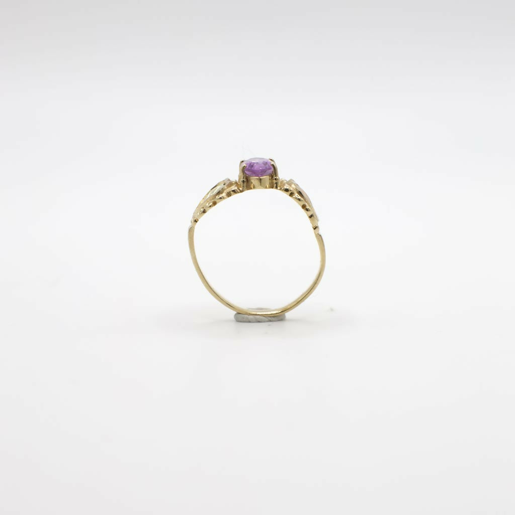 Vintage Genuine Amethyst and 10K Yellow & Rose Gold Ring