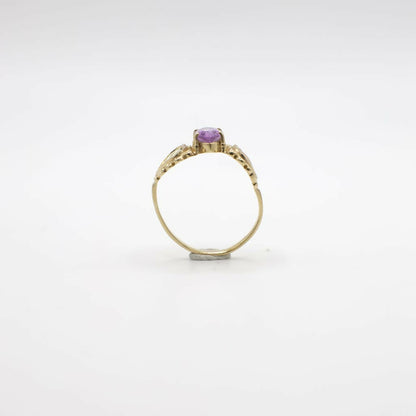 Vintage Genuine Amethyst and 10K Yellow & Rose Gold Ring