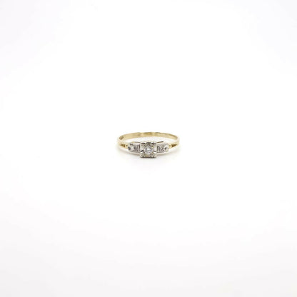 Vintage Genuine Diamond in 14K Yellow and White Gold Engagement Ring