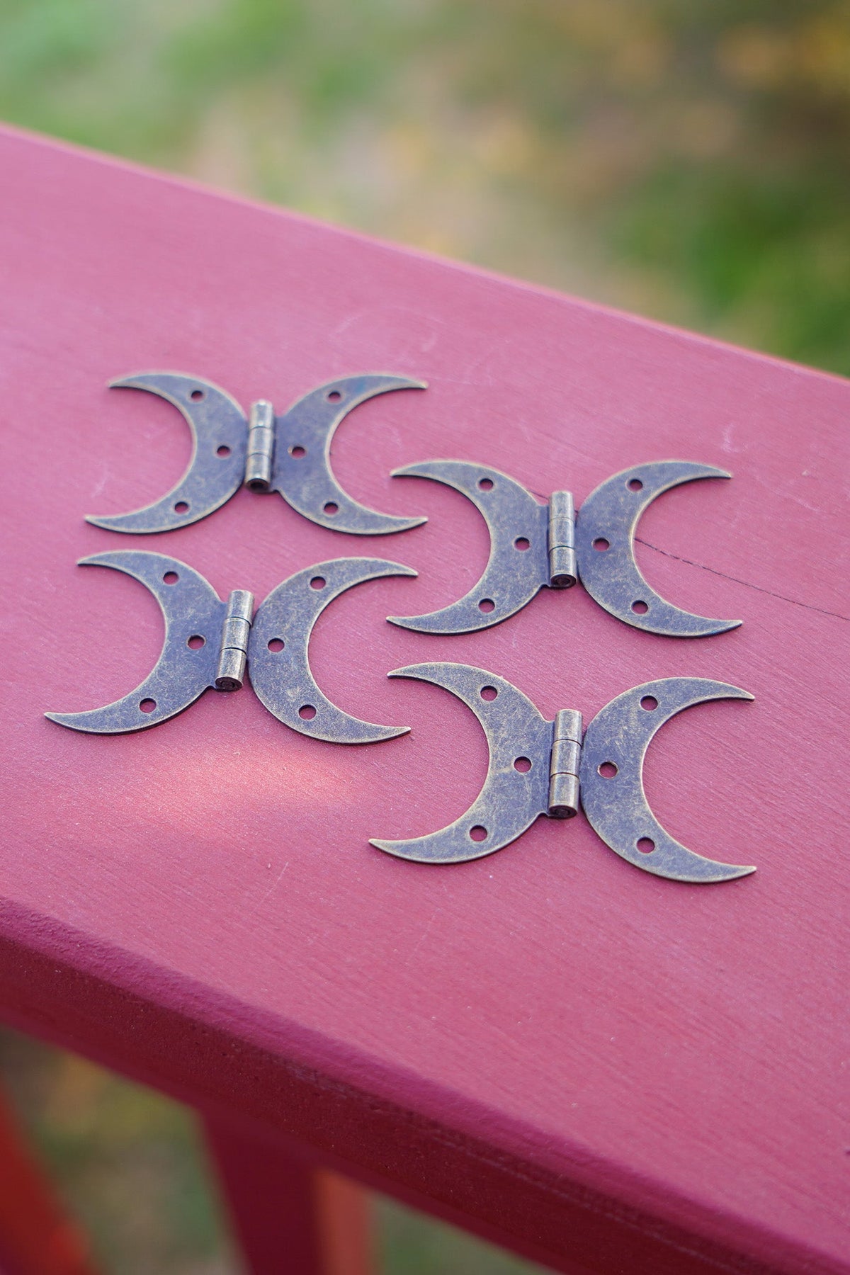Small Steel Crescent Moon Hinge with Bronze Finish - Set of 2