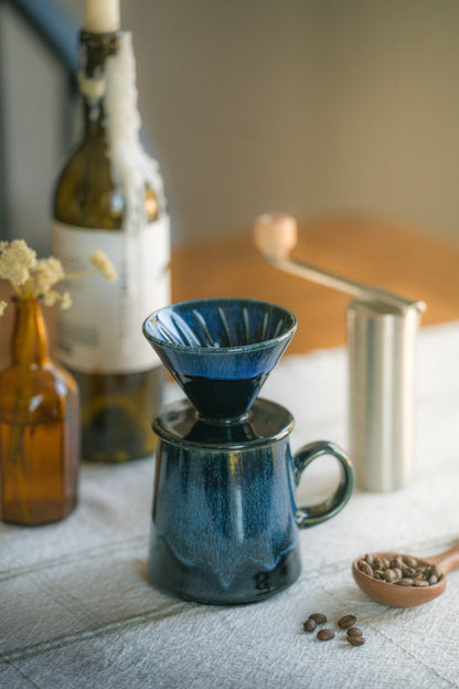 Blue Glaze Ceramic Pour Over Set