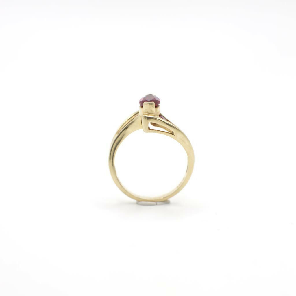 Vintage Signed Leer Gem Genuine Ruby and Pink Sapphire Ring In 10K Yellow Gold