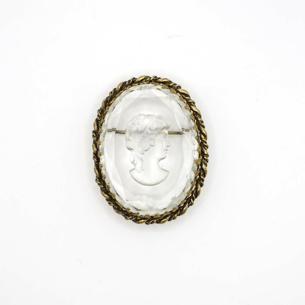Vintage Victorian Style Reverse Carved Simulated Rock Crystal Intaglio