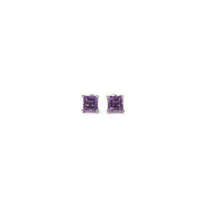 Vintage Genuine Amethyst and Sterling Silver Stud Earrings