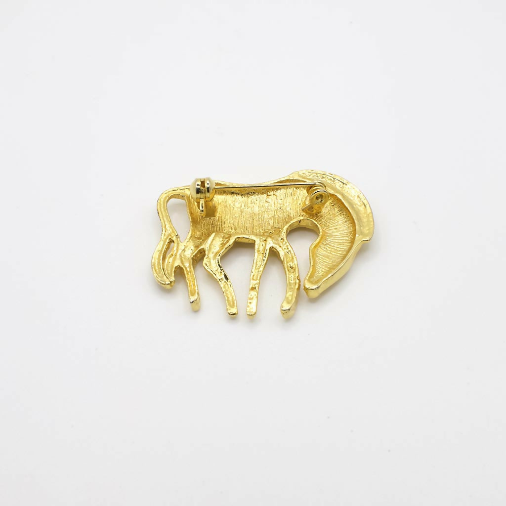 Vintage Gold Tone Zebra Brooch