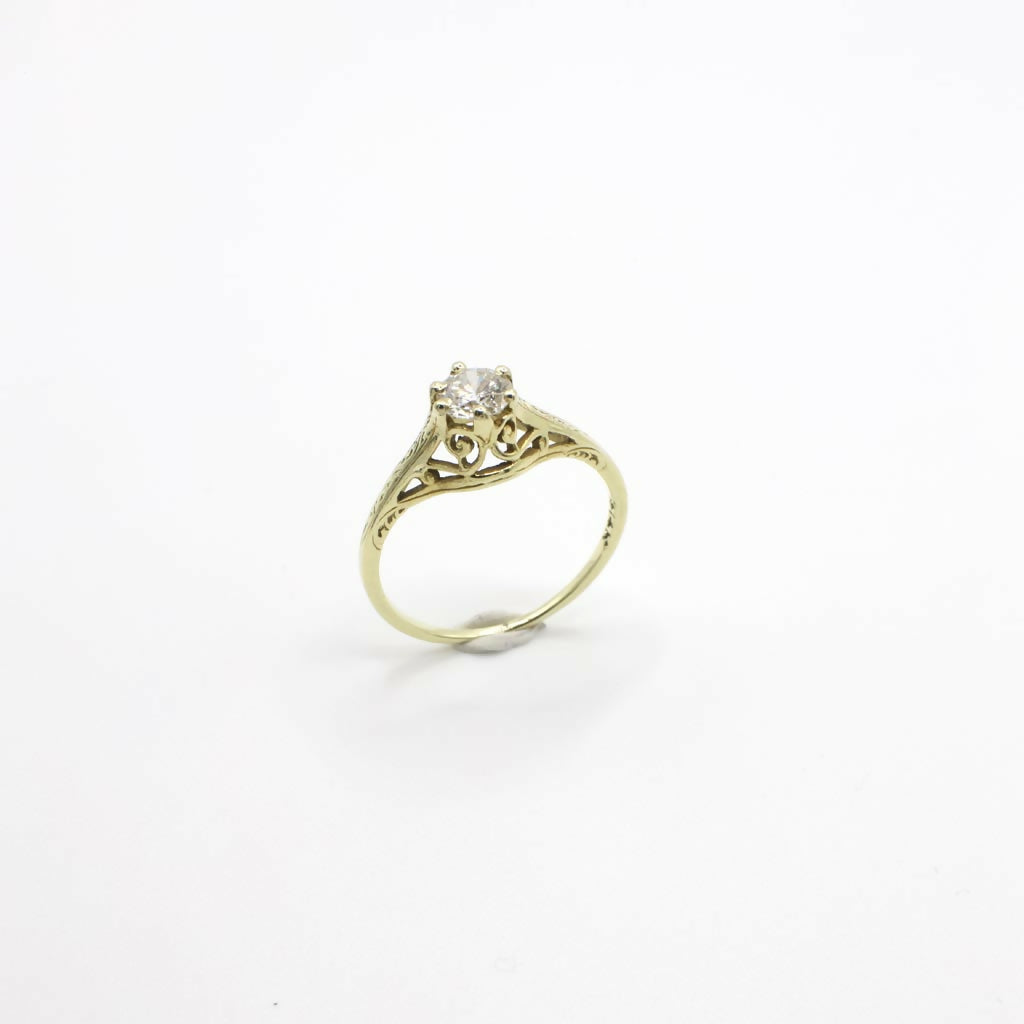 Vintage 0.45 Genuine Diamond Engagement Ring in 14K Gold