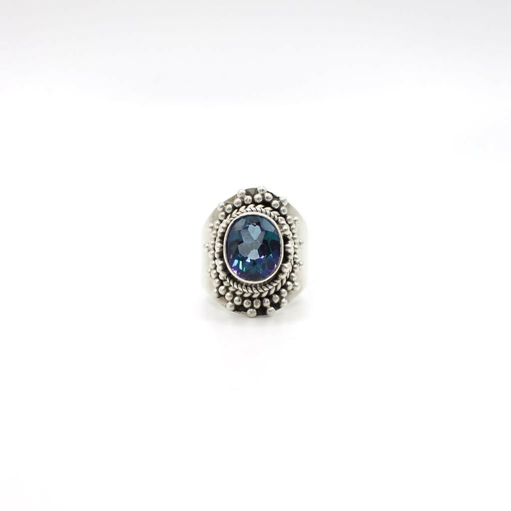 Vintage Genuine Mystic Topaz and Sterling Silver Ring