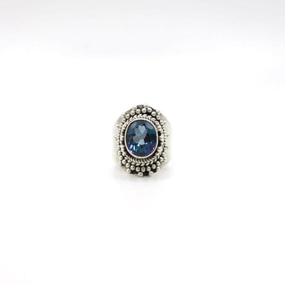 Vintage Genuine Mystic Topaz and Sterling Silver Ring