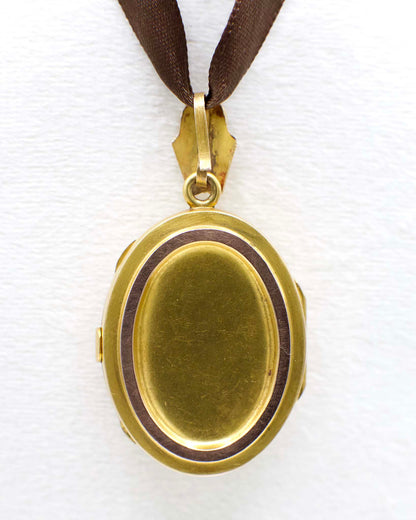 Victorian Locket With Seed Pearls In 12K Yellow Gold