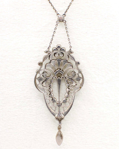 Edwardian "Belle Epoque" Paste Stone and Sterling Silver Lavalier Necklace
