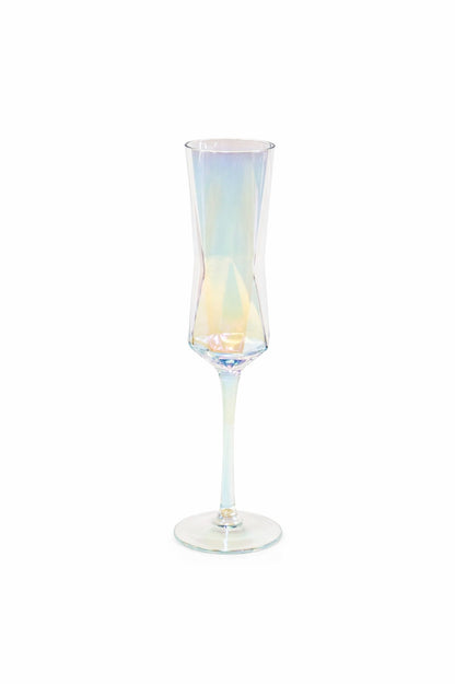 Iridescent Geometric Styled Champagne Flute