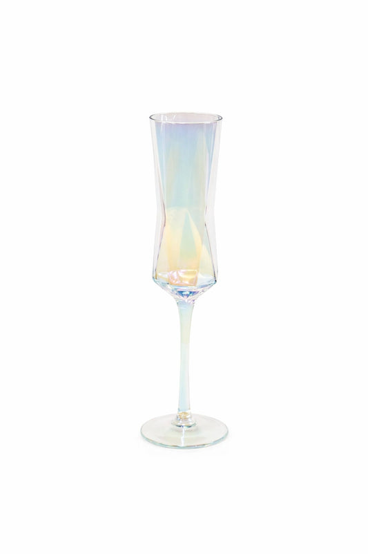 Iridescent Geometric Styled Champagne Flute
