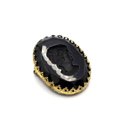 Vintage Victorian Style Reverse Carved Simulated Jet Intaglio