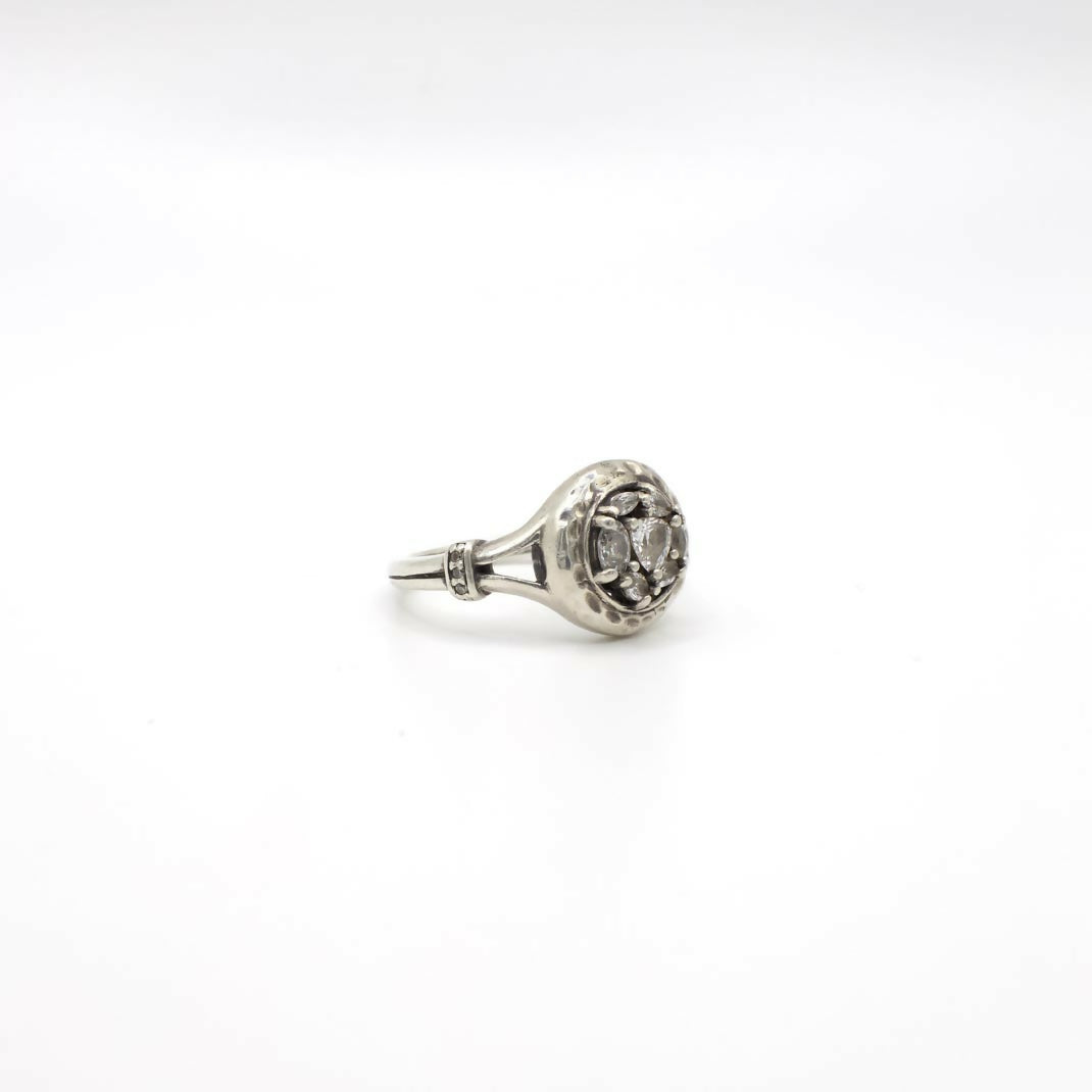 Vintage Crystal and Sterling Silver Cluster Ring