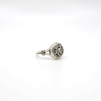 Vintage Crystal and Sterling Silver Cluster Ring