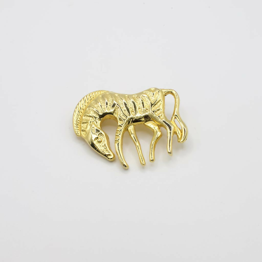 Vintage Gold Tone Zebra Brooch