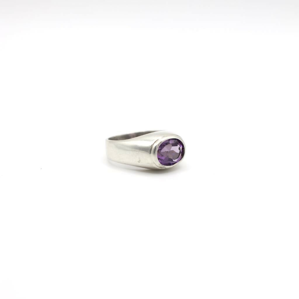 Vintage Genuine Amethyst and Sterling Silver Ring