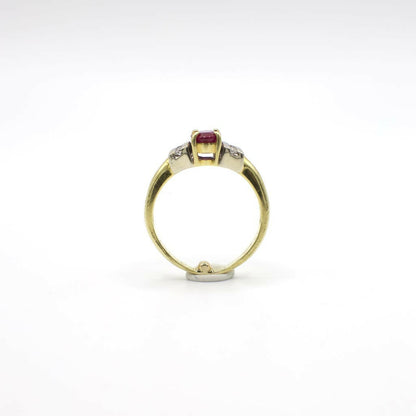 Vintage Genuine Diamond and Ruby Ring in 18K Yellow Gold