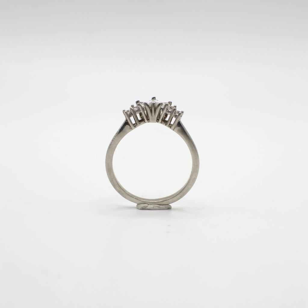 Vintage Genuine White Topaz and Sterling Silver Contour Band Ring
