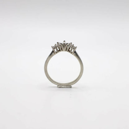 Vintage Genuine White Topaz and Sterling Silver Contour Band Ring