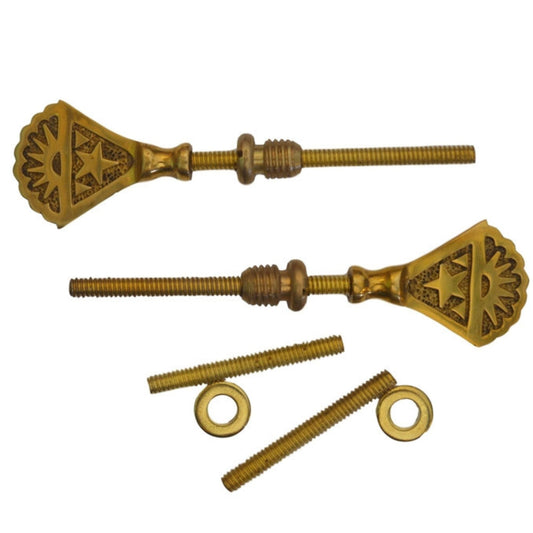 Star Cheval Mirror Mount Set Brass Hinges for Swivel Mirrors, Includes Decorative Heads and Hardware