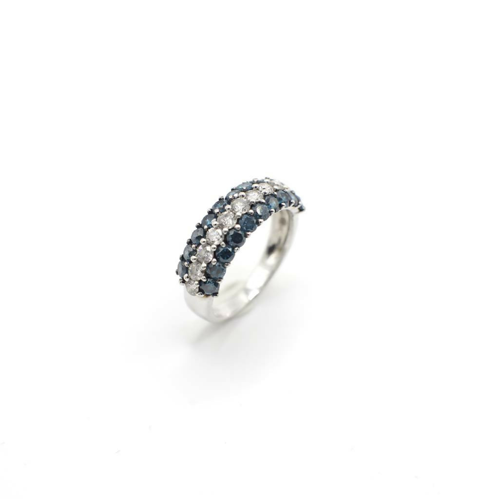Vintage Genuine Earth Mined Blue and White Diamond Half Eternity Band