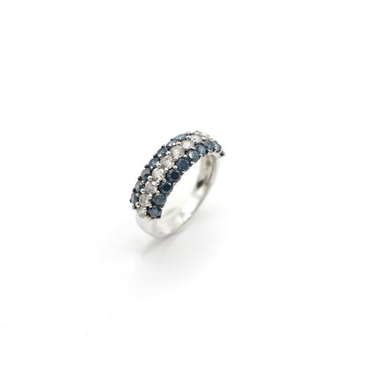 Vintage Genuine Earth Mined Blue and White Diamond Half Eternity Band