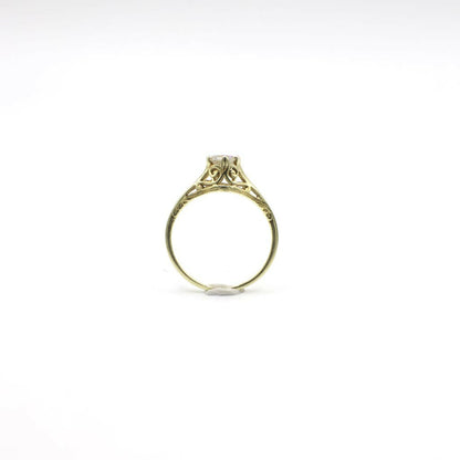 Vintage 0.45 Genuine Diamond Engagement Ring in 14K Gold