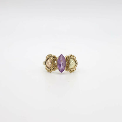 Vintage Genuine Amethyst and 10K Yellow & Rose Gold Ring