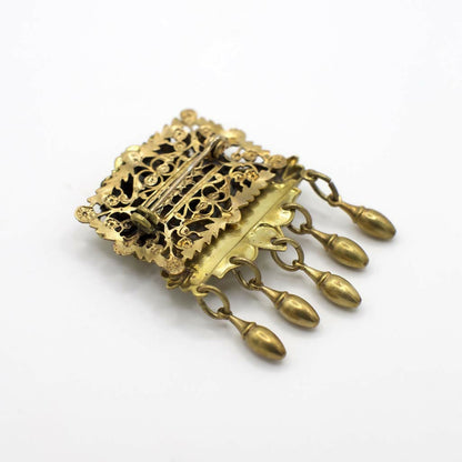 Vintage Circa 1930 Gold Tone Layered Filigree Brooch