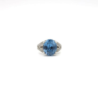 Vintage Genuine Ice Blue Oval Topaz and Sterling Silver Ring