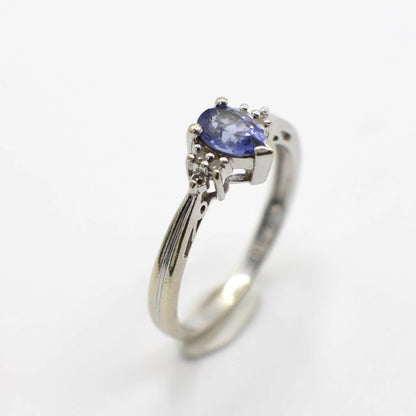 Vintage Genuine Sapphire and Diamond Ring In 14K White Gold