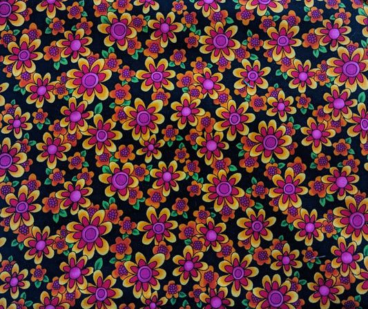 Vintage Fabric - "You Bug Me" 1970s Floral on Cotton by Fabric Visions Inc.