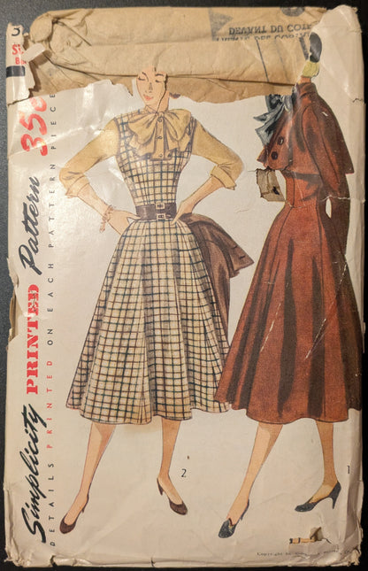 1950s Vintage Simplicity 3654 Sewing Pattern Size 12
