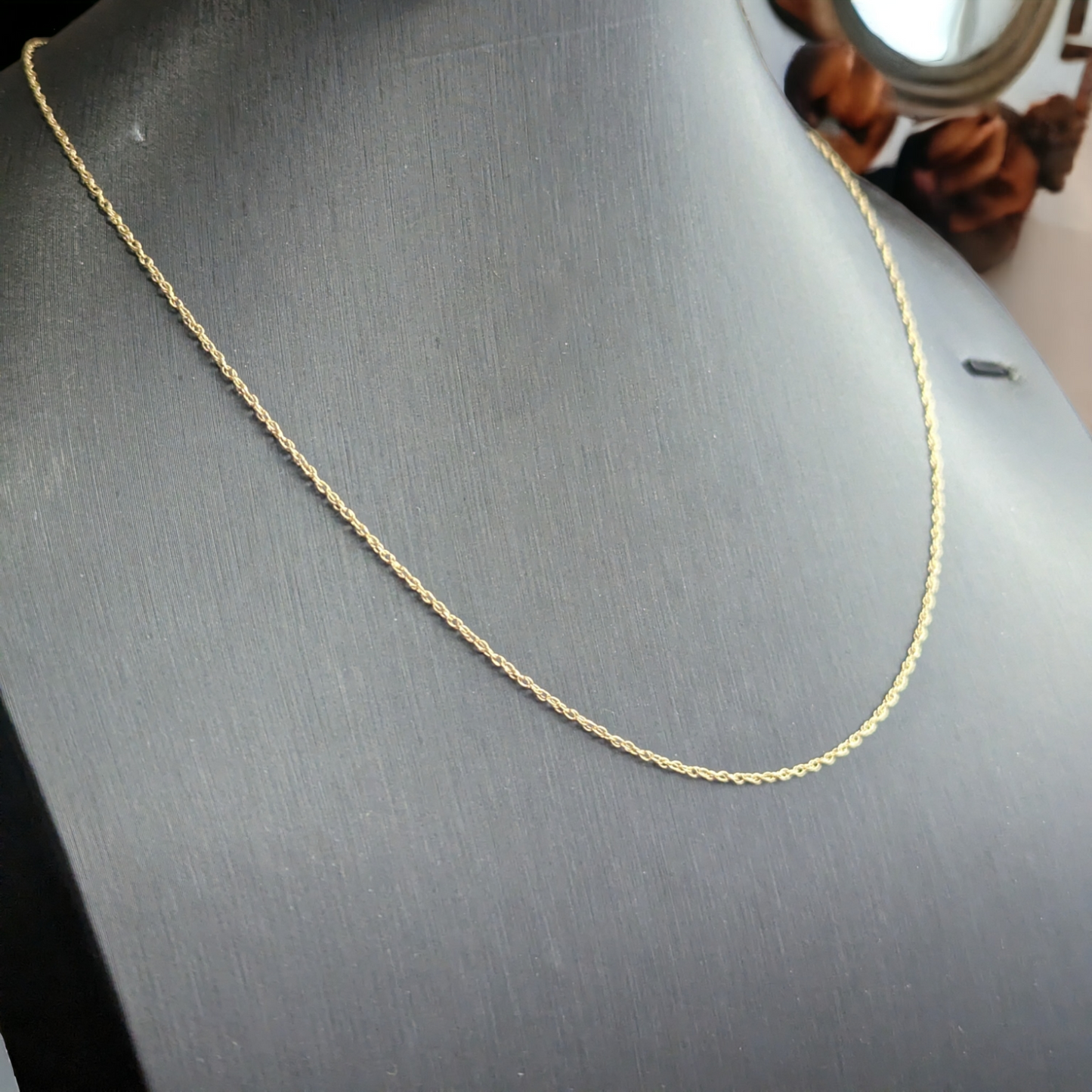 Vintage 14k Rope Style Gold Delicate Chain Necklace